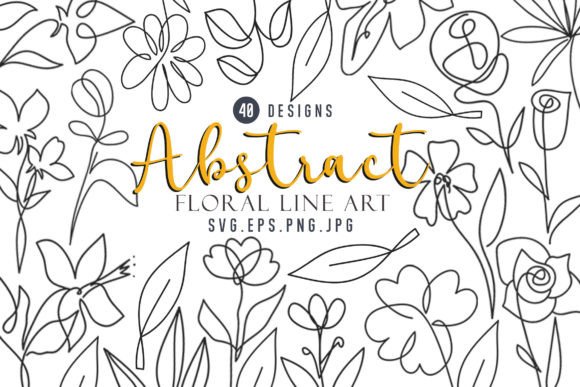 Abstract Floral Line Clipart Bundle