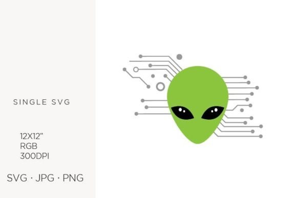 Alien Head with Circuit Board Graphics