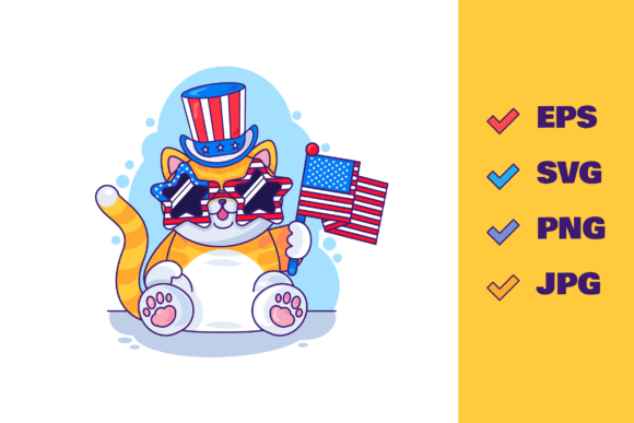 American Cat Illustration Graphics