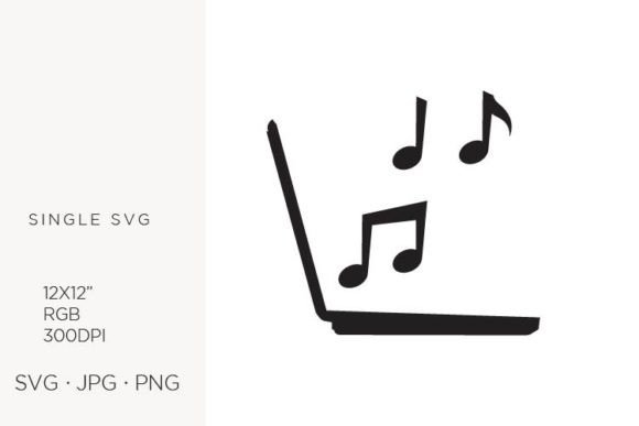 Black Music Notes and Laptop Graphics