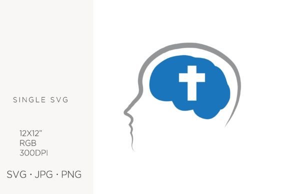 Cross Inside Human Brain, Vector Graphics