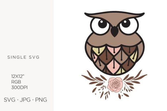 Cute Little Owl on a Floral Branch: Graphics for Branding