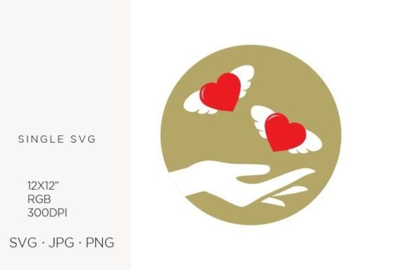 Female Hand and Winged Hearts