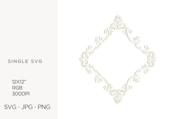 Floral Label Frame with Damask Pattern: Graphics for Elegant Branding