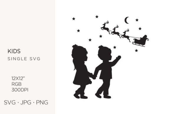 Girl and Santa Claus Sky Sledge Graphics