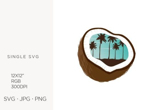 Half Coconut, Vector Illustration