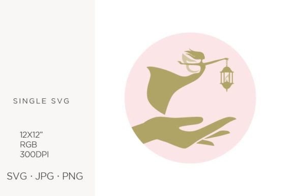 Hand Holding Miniature Angel Graphics and Illustrations