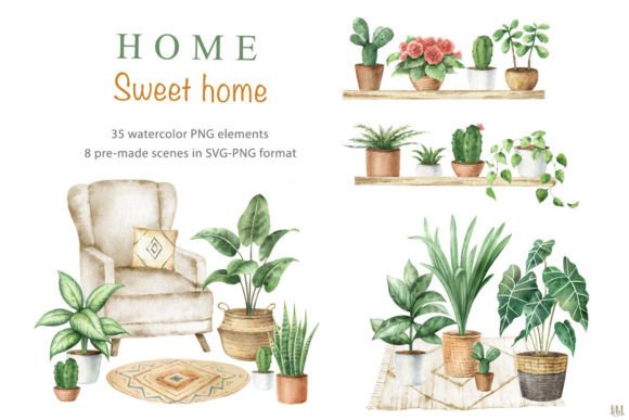 Home Sweet Home. Watercolor Part 2 Graphics