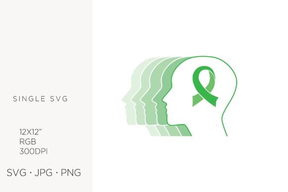 Human Head with Green Ribbon: Graphics and Illustrations