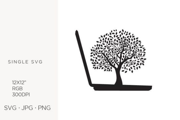 Laptop and Tree, Vector: Graphics for Editorial Use