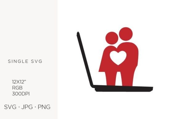 Laptop, Love Couple and Heart