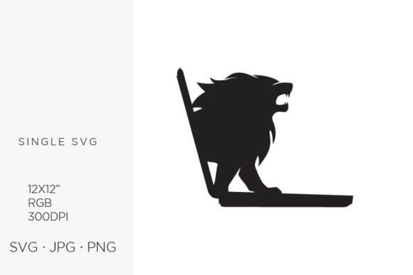 Lion Comes out from Laptop Screen