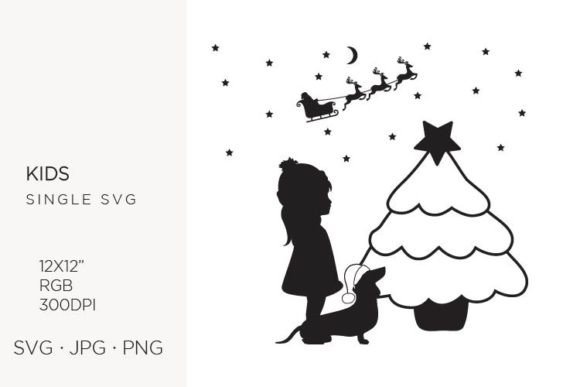 Silhouette of a Girl with a Dog: Graphics and Illustrations for Digital Sellers