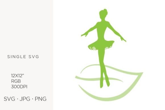 Woman Ballerina Dancing on Green Leaf